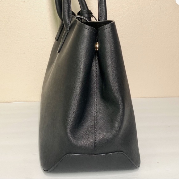 Henri Bendel W. 57th Day Tote Bag Black Saffiano Leather Purse Turnlock Shoulder - Picture 8 of 14